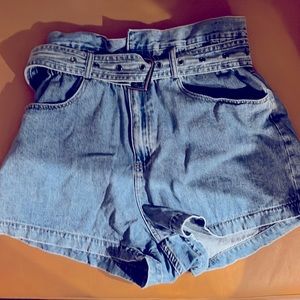 Sea paper bag denim shorts